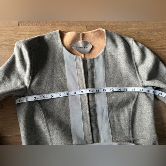 Ports 1961 Wool Cashmere Blend Tie Waist Trench Coat Grey Size 6 - Picture 10 of 14